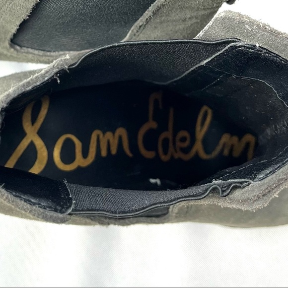 Sam Edelman Hanley Gray Suede Chunky Heel Chelsea Boot Sz 7 - Picture 7 of 9